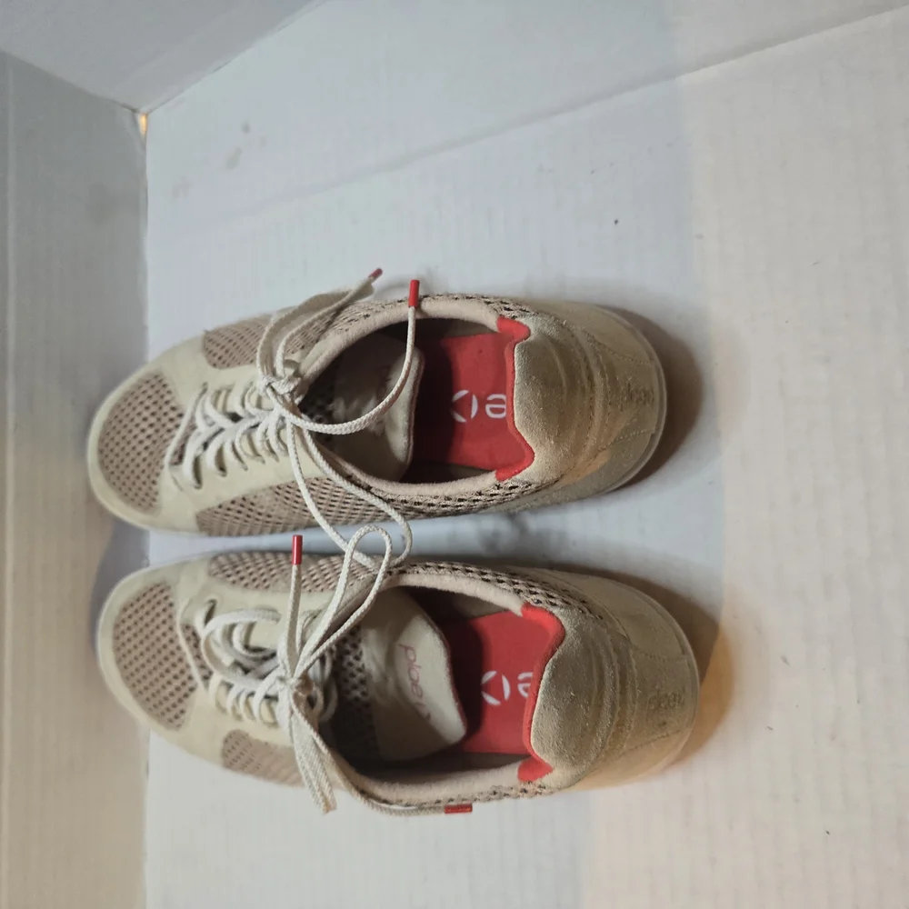 Beige and Red‎ Mesh Sneakers